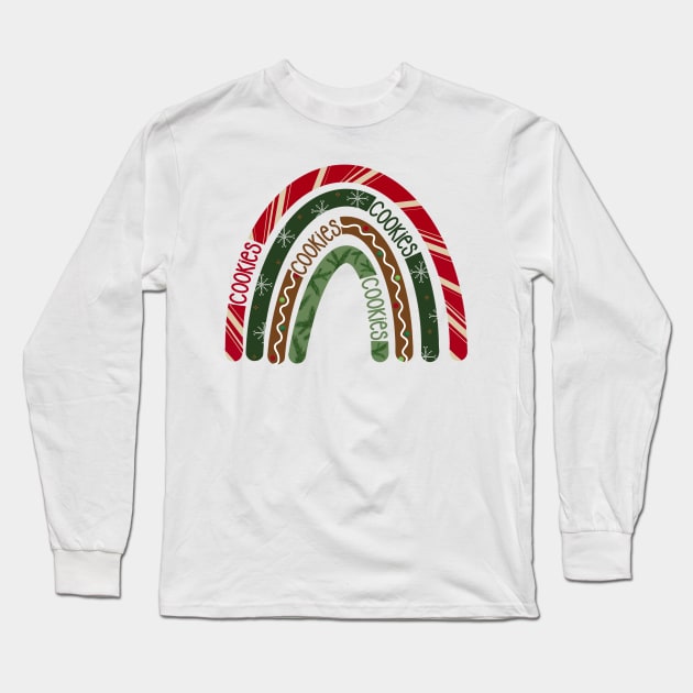 Cutesy Christmas Pattern COOKIES Rainbow Long Sleeve T-Shirt by KellyMadeThat